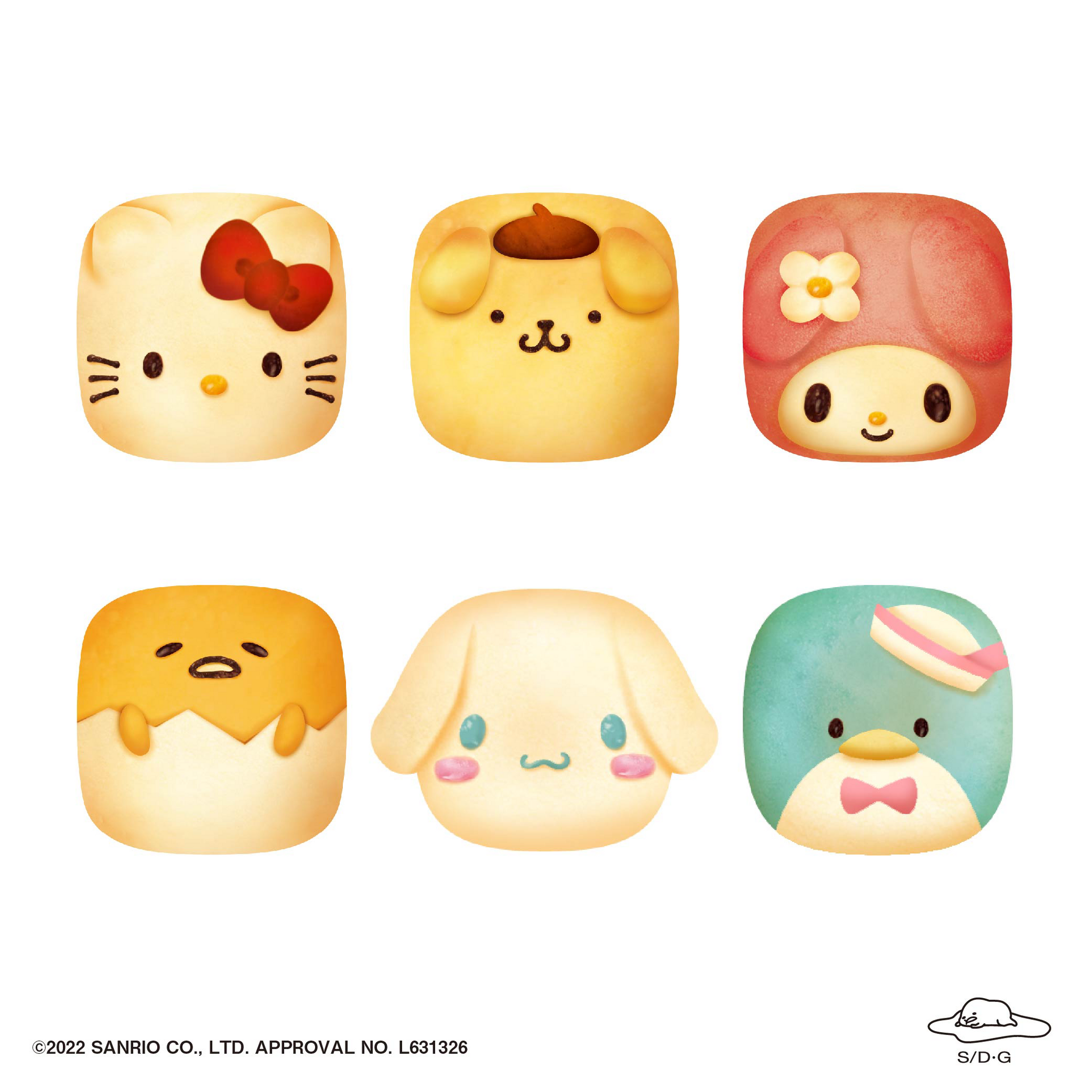 SANRIO CHARACTERS CHIGIRI BREAD SQUEEZE MASCOT Box Set of 6